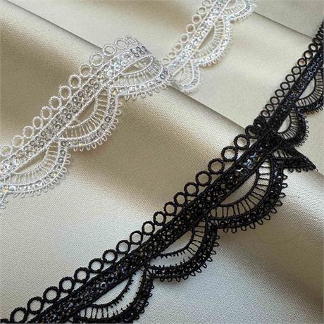 Fine Sequinned Lace Edging Image 1