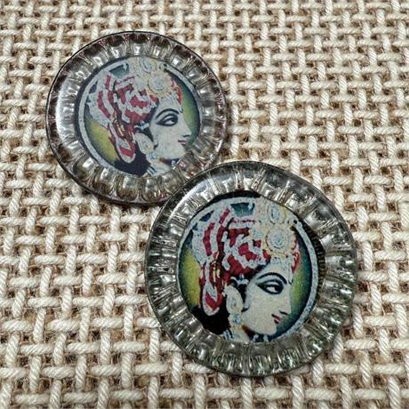 Recycled Metal Button with Minoan Design Image 1