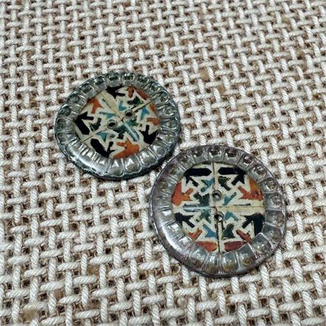 Recycled Metal Button with Tile Design Image 1