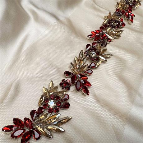 Fine Red and Gold Hand Beaded Trimming Image 1