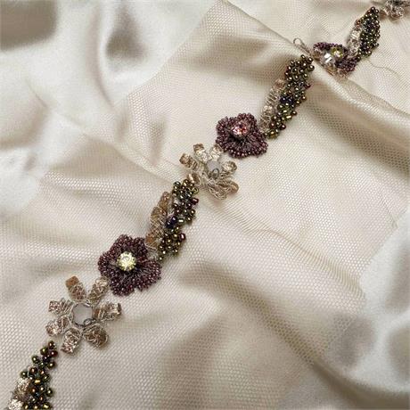 Fine Rose and Gold Hand Beaded Indian Trimming Image 1
