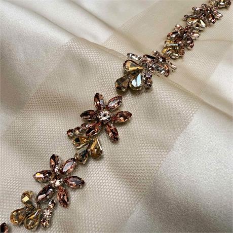 Fine Peach Hand Beaded Indian Trimming Image 1