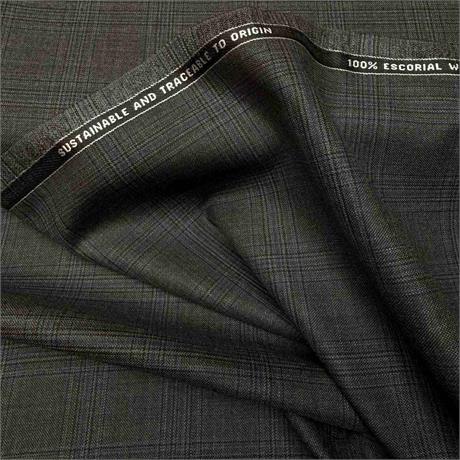 Grey/Blue Escorial Checked Suiting. Image 1