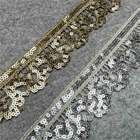 Sequinned Polyester Metallic Lace Trim Image 1