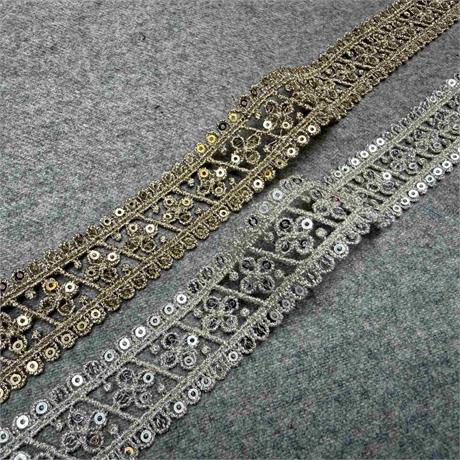 Sequinned Polyester Metallic Lace Trim Image 1