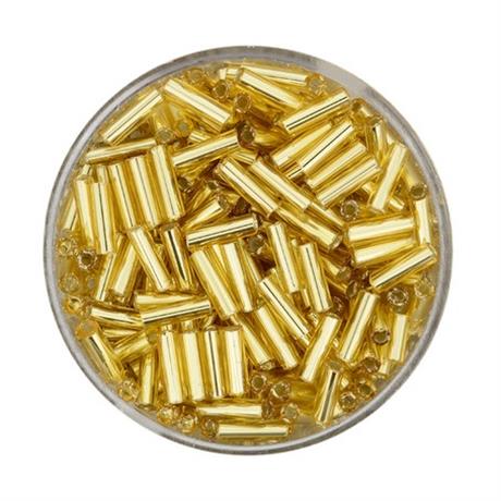 GOLD GLASS BUGLE BEADS 6MM 15G Image 1