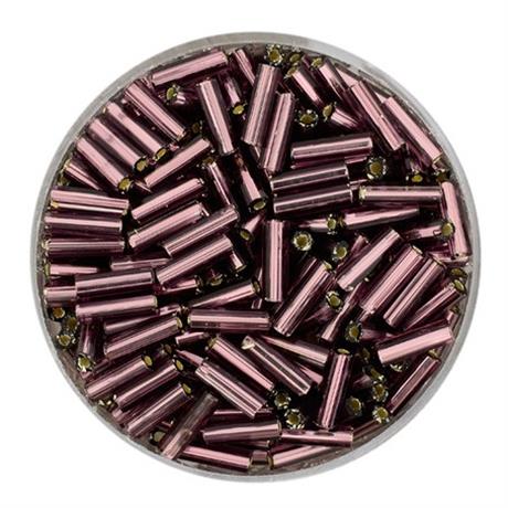 MAUVE GLASS BUGLE BEADS 6MM 15G Image 1