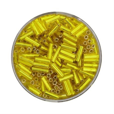 YELLOW GLASS BUGLE BEADS 6MM 15G Image 1