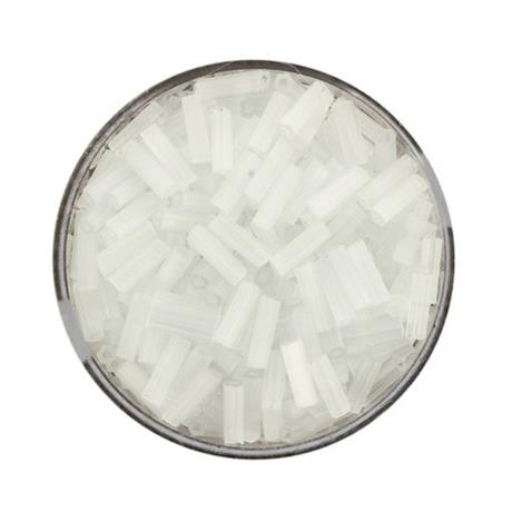 WHITE GLASS BUGLE BEADS 6MM 15G Image 1