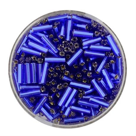 BLUE GLASS BUGLE BEADS 6MM 15G Image 1