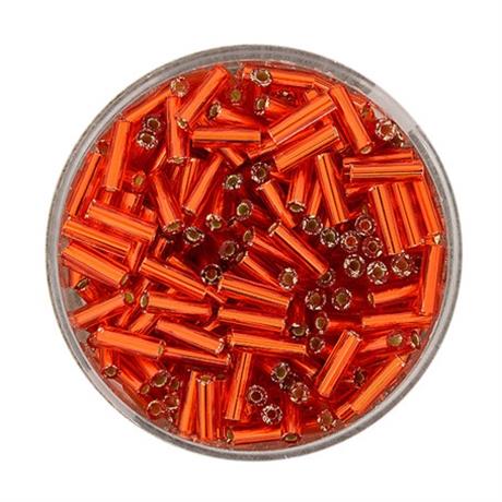 ORANGE GLASS BUGLE BEADS 6MM 15G Image 1