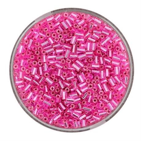 PINK GLASS BUGLE 2-CUT 2MM 17G Image 1