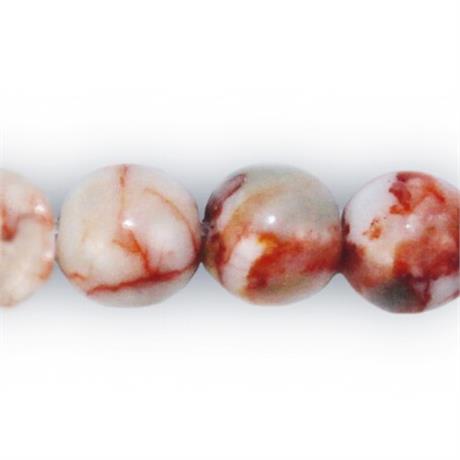 Red Marbled Stone Semi-Precious Beads Image 1