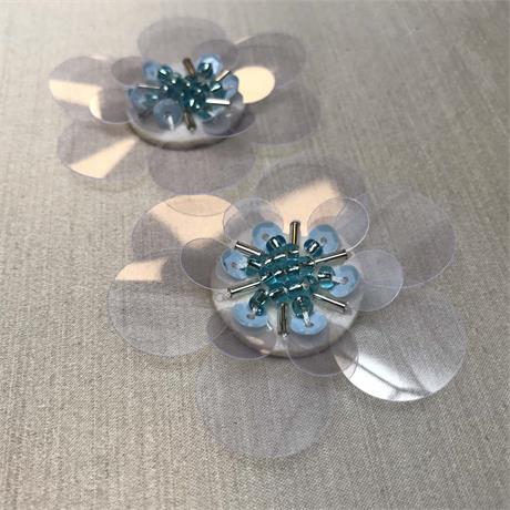 Sequin Beaded Flower Motif Image 1