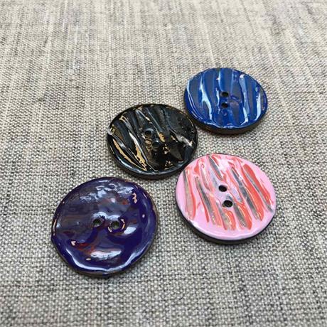 Italian Hand Painted Coconut Button Image 1