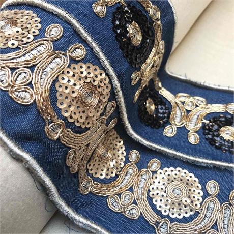Ribbon with Metallic Embroidery and Sequ Image 1