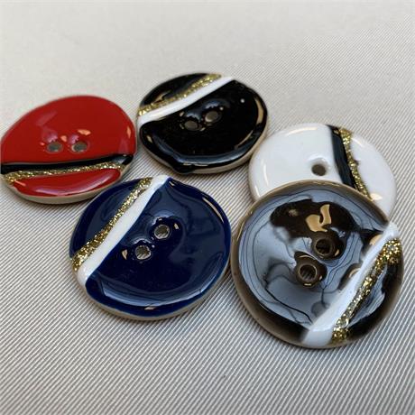 Italian Hand Painted 2-Hole Coconut Butt Image 1