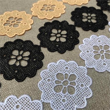Italian Viscose/Polyester Macrame Flower Trim Image 1