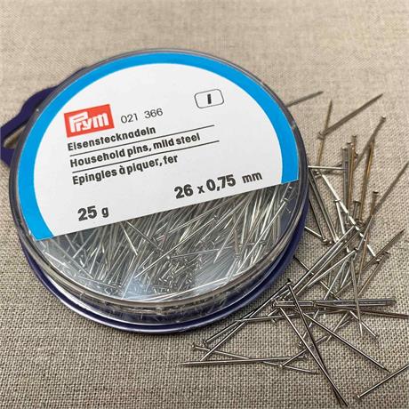 Prym Mild Steel Household Pins 26mm/0.75mm - 25g Image 1