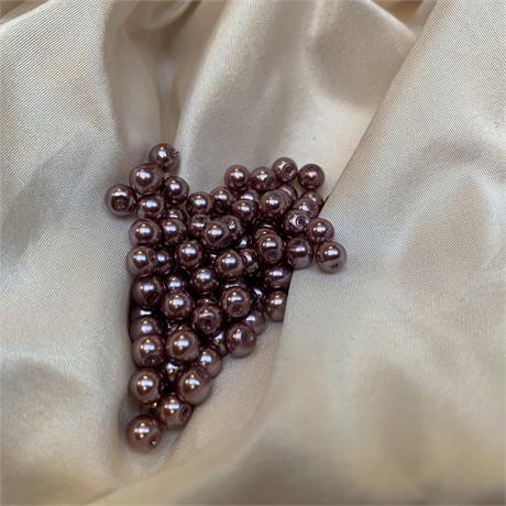 Pracht Waxed Glass Pearl Beads - Dk Old Rose Image 1