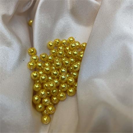 Pracht Waxed Glass Pearl Beads - Yellow Image 1