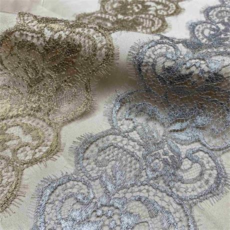 Double Scallop Metallic Lace Trim Image 1
