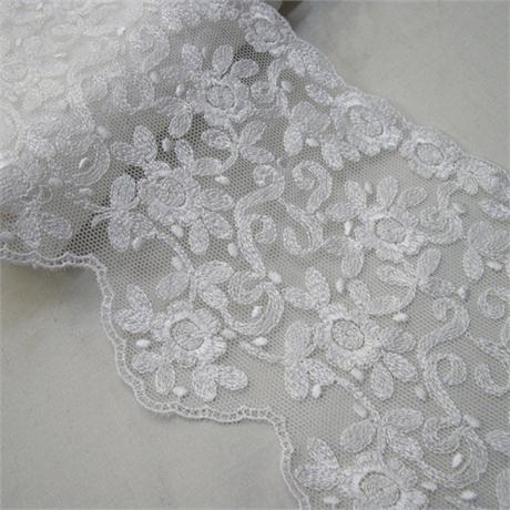 Ivory Embroidered Tulle 15cm Image 1