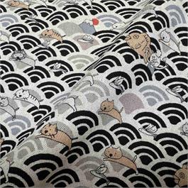Japanese Cat Wave Print Canvas thumbnail