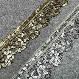 Sequinned Polyester Metallic Lace Trim thumbnail