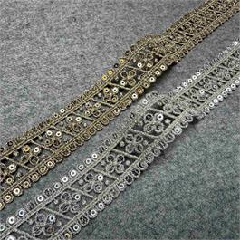 Sequinned Polyester Metallic Lace Trim thumbnail