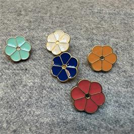 Italian Enamel Flower Metal Shank Button thumbnail