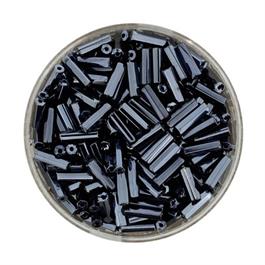 GUNMETAL GLASS BUGLE BEADS 6MM 15G thumbnail