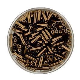 COPPER GLASS BUGLE BEADS 6MM 15G thumbnail