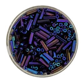 PETROL GLASS BUGLE BEADS 6MM 15G thumbnail