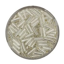 SILVER GLASS BUGLE BEADS 6MM 15G thumbnail