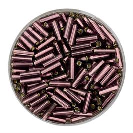 MAUVE GLASS BUGLE BEADS 6MM 15G thumbnail