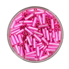 PINK GLASS BUGLE BEADS 6MM 15G thumbnail