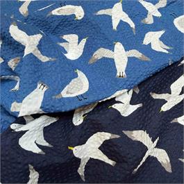 Japanese gull print seersucker. thumbnail