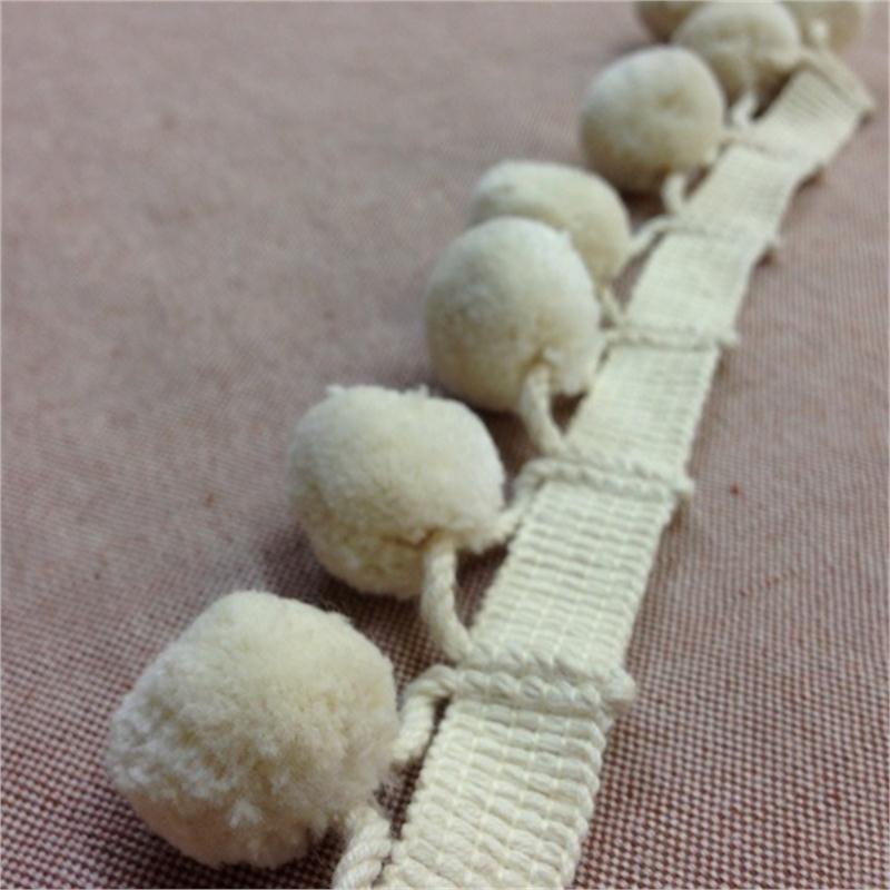 Natural Cotton Bobble Fringe 35mm