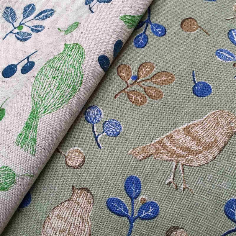 Japanese Linen Bird Print