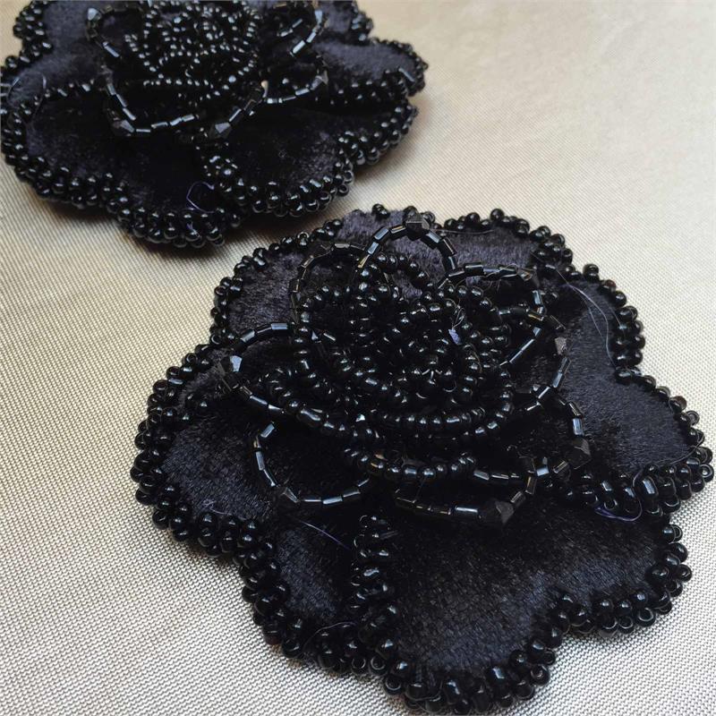 Velvet Beaded Flower Motif